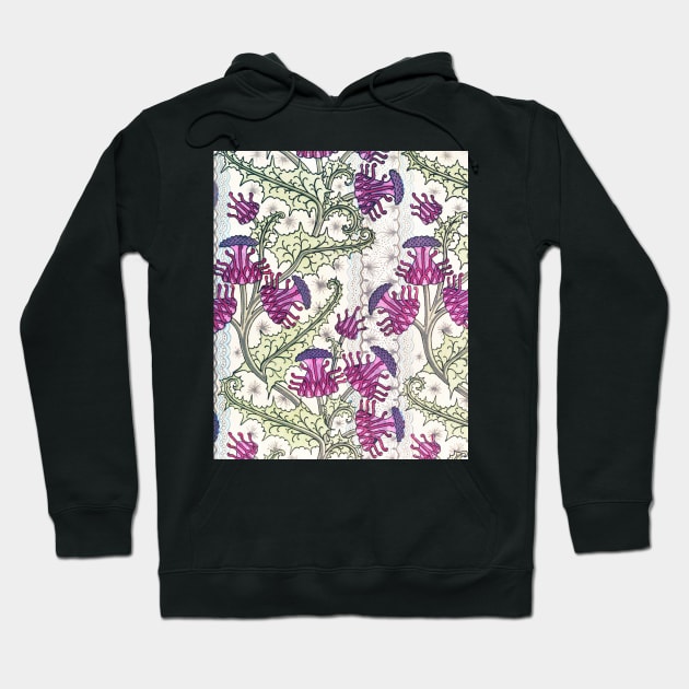 Purple Thistles Hoodie by seacucumber